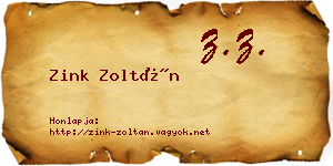 Zink Zoltán névjegykártya